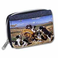 Border Collie in Wheelbarrow Unisex Denim Purse Wallet