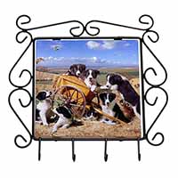 Border Collie in Wheelbarrow Wrought Iron Key Holder Hooks