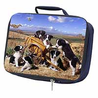 Border Collie in Wheelbarrow Navy Insulated School Lunch Box/Picnic Bag