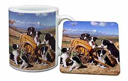 Border Collie in Wheelbarrow Mug and Coaster Set