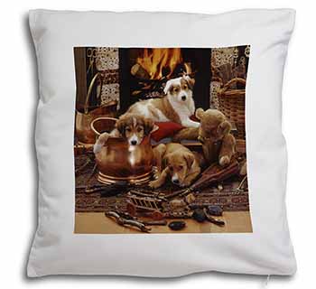 Border Collie Soft White Velvet Feel Scatter Cushion