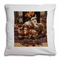 Border Collie Soft White Velvet Feel Scatter Cushion