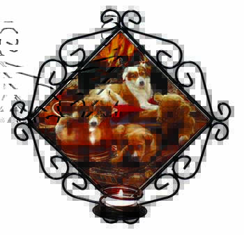 Border Collie Wrought Iron Wall Art Candle Holder