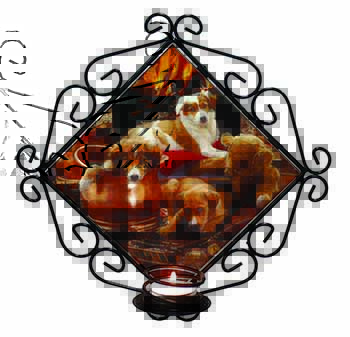 Border Collie Wrought Iron Wall Art Candle Holder