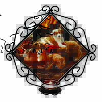 Border Collie Wrought Iron Wall Art Candle Holder
