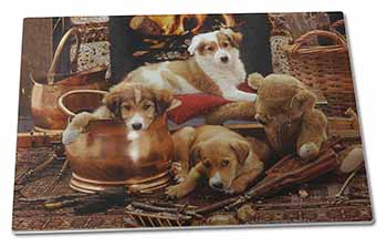 Large Glass Cutting Chopping Board Border Collie