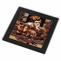 Border Collie Black Rim High Quality Glass Coaster