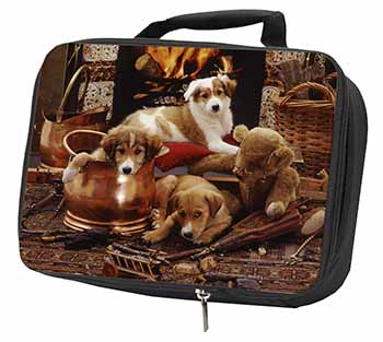 Border Collie Black Insulated School Lunch Box/Picnic Bag