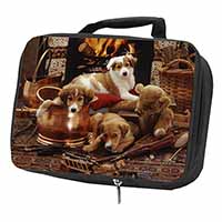 Border Collie Black Insulated School Lunch Box/Picnic Bag