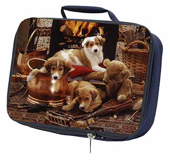 Border Collie Navy Insulated School Lunch Box/Picnic Bag