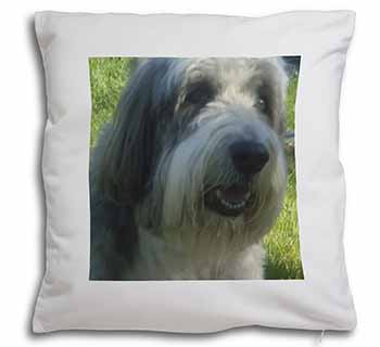Bearded Collie Dog Soft White Velvet Feel Scatter Cushion