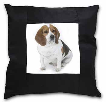 Beagle Dog Black Satin Feel Scatter Cushion