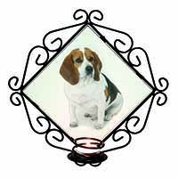 Beagle Dog Wrought Iron Wall Art Candle Holder