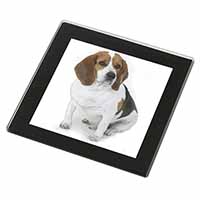 Beagle Dog Black Rim High Quality Glass Coaster