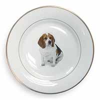 Beagle Dog Gold Rim Plate Printed Full Colour in Gift Box