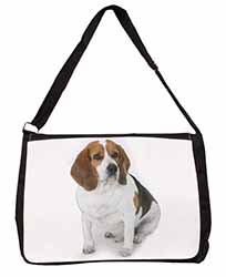 Beagle Dog Large Black Laptop Shoulder Bag School/College