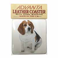 Beagle Dog Single Leather Photo Coaster