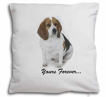 Beagle Dog "Yours Forever..." Soft White Velvet Feel Scatter Cushion