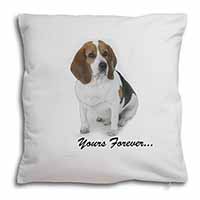 Beagle Dog "Yours Forever..." Soft White Velvet Feel Scatter Cushion