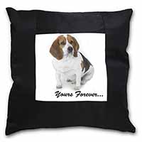 Beagle Dog "Yours Forever..." Black Satin Feel Scatter Cushion