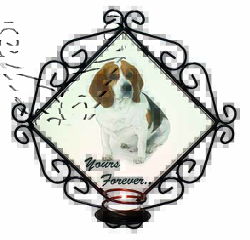 Beagle Dog "Yours Forever..." Wrought Iron Wall Art Candle Holder