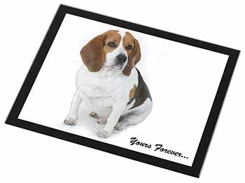 Beagle Dog "Yours Forever..." Black Rim High Quality Glass Placemat