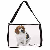 Beagle Dog "Yours Forever..." Large Black Laptop Shoulder Bag School/College