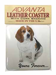 Beagle Dog "Yours Forever..." Single Leather Photo Coaster