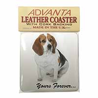 Beagle Dog "Yours Forever..." Single Leather Photo Coaster