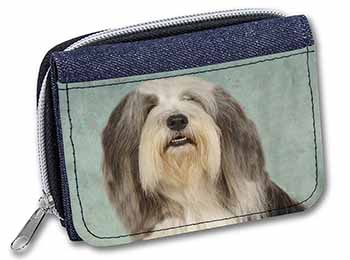 Bearded Collie Dog Unisex Denim Purse Wallet