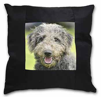 Bedlington Terrier Dog Black Satin Feel Scatter Cushion
