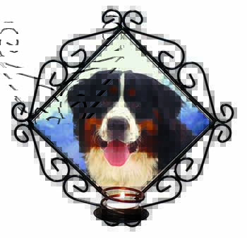 Bernese Mountain Dog Wrought Iron Wall Art Candle Holder