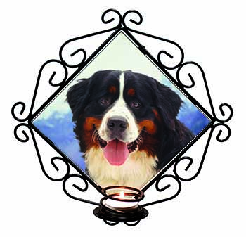 Bernese Mountain Dog Wrought Iron Wall Art Candle Holder