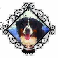 Bernese Mountain Dog Wrought Iron Wall Art Candle Holder