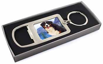 Bernese Mountain Dog Chrome Metal Bottle Opener Keyring in Box