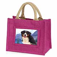 Bernese Mountain Dog Little Girls Small Pink Jute Shopping Bag