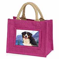 Bernese Mountain Dog Little Girls Small Pink Jute Shopping Bag