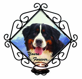 Bernese Mountain Dog Wrought Iron Wall Art Candle Holder