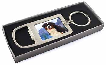 Bernese Mountain Dog Chrome Metal Bottle Opener Keyring in Box