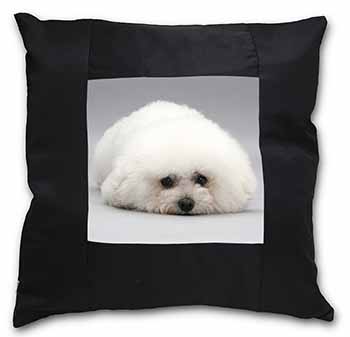 Bichon Frise Dog Black Satin Feel Scatter Cushion