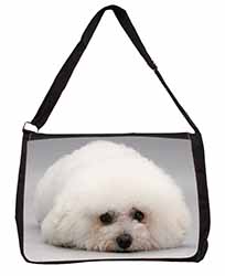 Bichon Frise Dog Large Black Laptop Shoulder Bag School/College