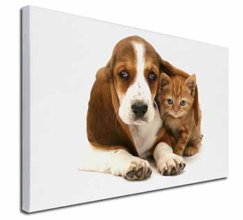 Basset Hound Dog and Cat Canvas X-Large 30"x20" Wall Art Print