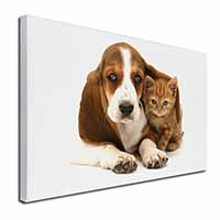 Basset Hound Dog and Cat Canvas X-Large 30"x20" Wall Art Print