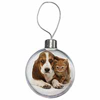 Basset Hound Dog and Cat Christmas Bauble