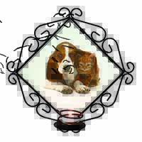 Basset Hound Dog and Cat Wrought Iron Wall Art Candle Holder