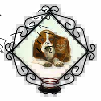 Basset Hound Dog and Cat Wrought Iron Wall Art Candle Holder