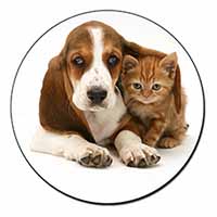 Basset Hound Dog and Cat Fridge Magnet Printed Full Colour
