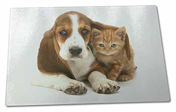 Large Glass Cutting Chopping Board Basset Hound Dog and Cat