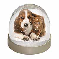 Basset Hound Dog and Cat Snow Globe Photo Waterball