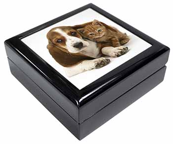 Basset Hound Dog and Cat Keepsake/Jewellery Box